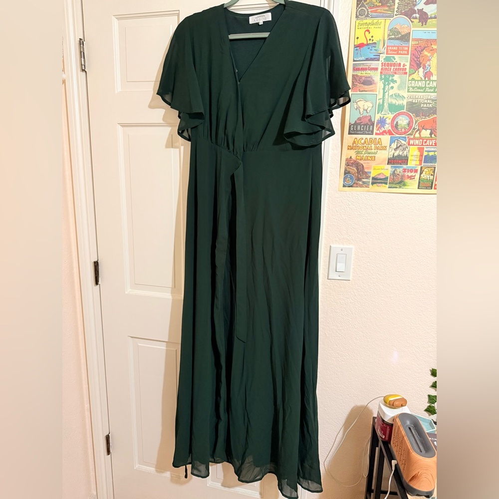 Called to Surf Forest Green Maxi Wrap Dress